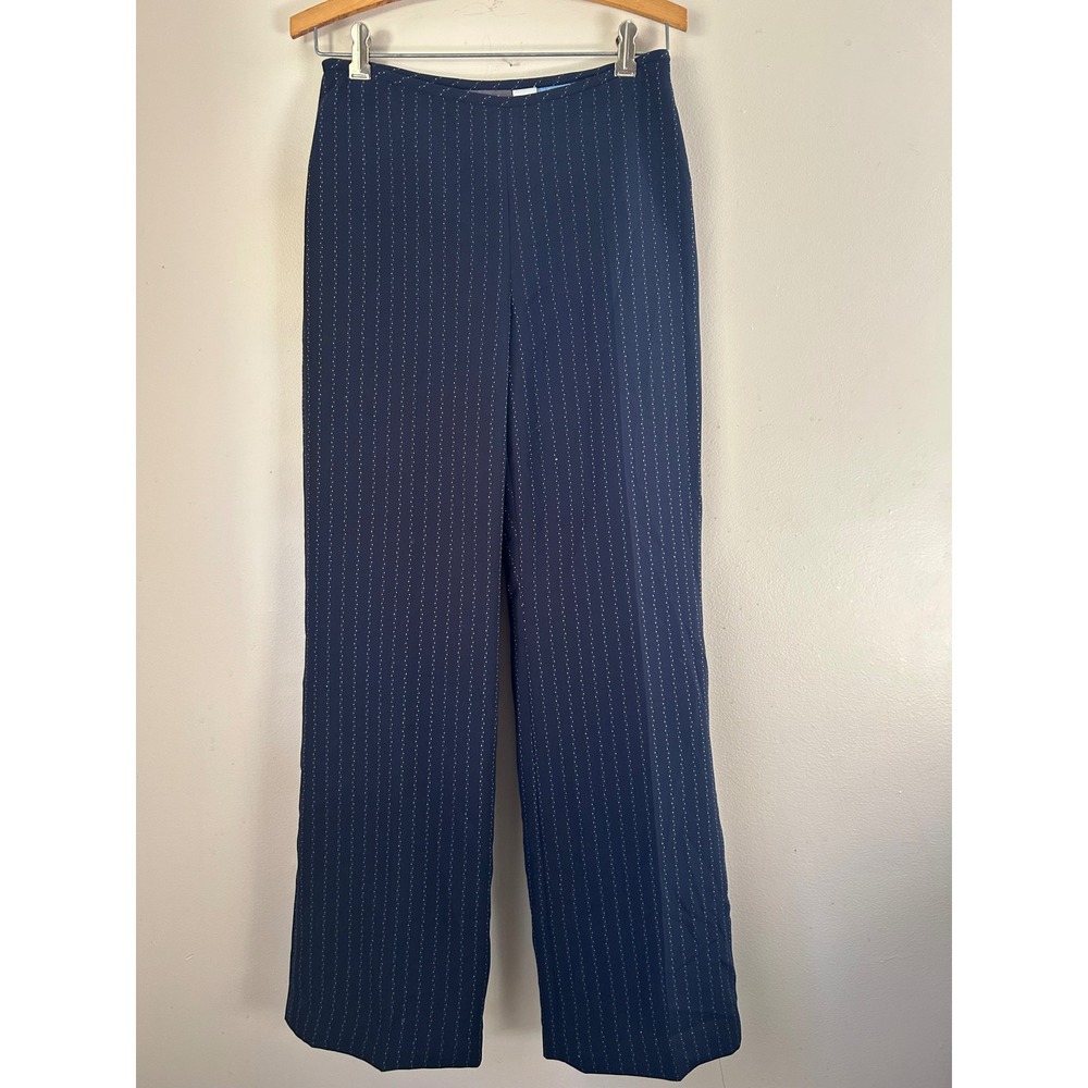90s Liz Claiborne Navy Pinstripe Wide Leg Pants Women's 4P Corporate Feminine